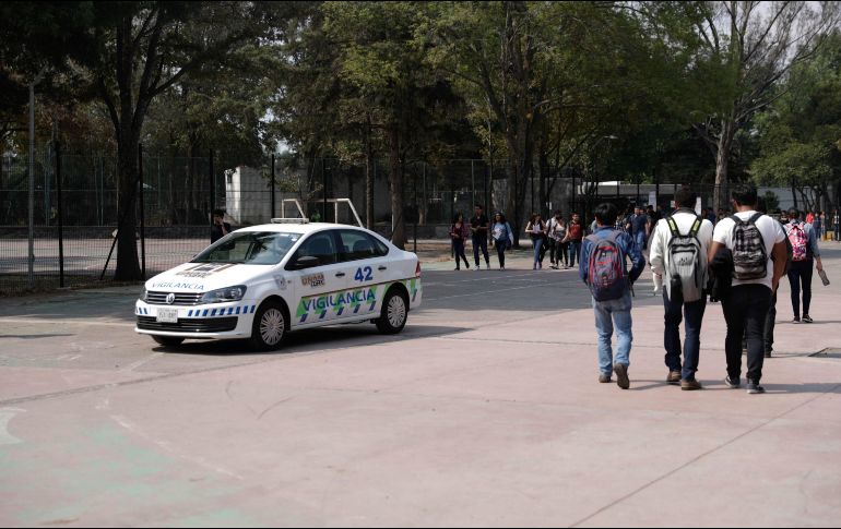 Autoridades mantienen la vigilancia al interior de la UNAM para evitar posibles delitos. SUN/ I. Stephens