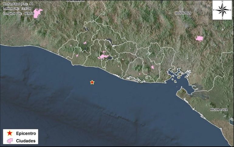 El epicentro fue localizado a 35 kilómetros al sur de la playa El Tunco, en La Libertad y tuvo una profundidad focal de 54 kilómetros. TWITTER