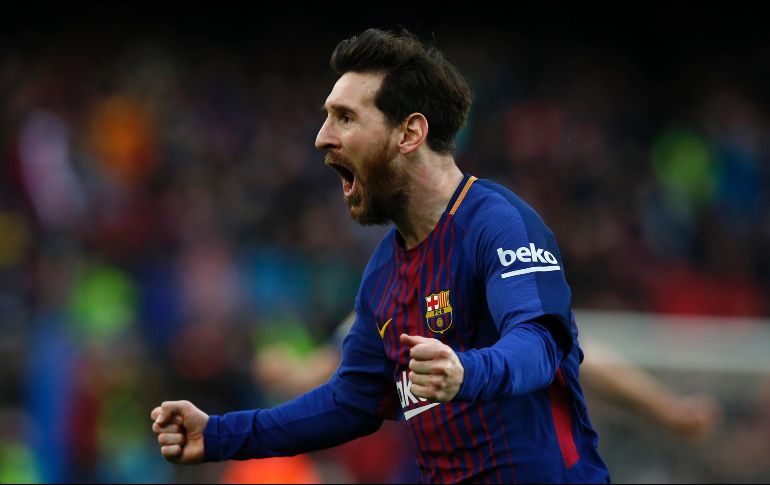 Messi celebra tras anotar en cobro de falta el único gol del partido, al minuto 26. AP/M. Fernández