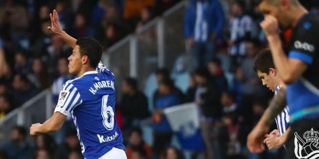 H&eacute;ctor Moreno anota con la Real Sociedad ante Alav&eacute;s