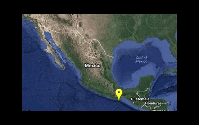Mapa brindado por el Sismológico que muestra el sitio donde se registró el temblor. TWITTER/ @SSNMexico.