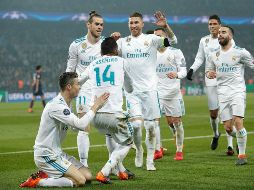 Tras el 3-1 de la ida, un gol de Cristiano Ronaldo en el minuto 51 y otro de Casemiro en el 80 dieron a los blancos la victoria en la vuelta. EFE / Y. Valat