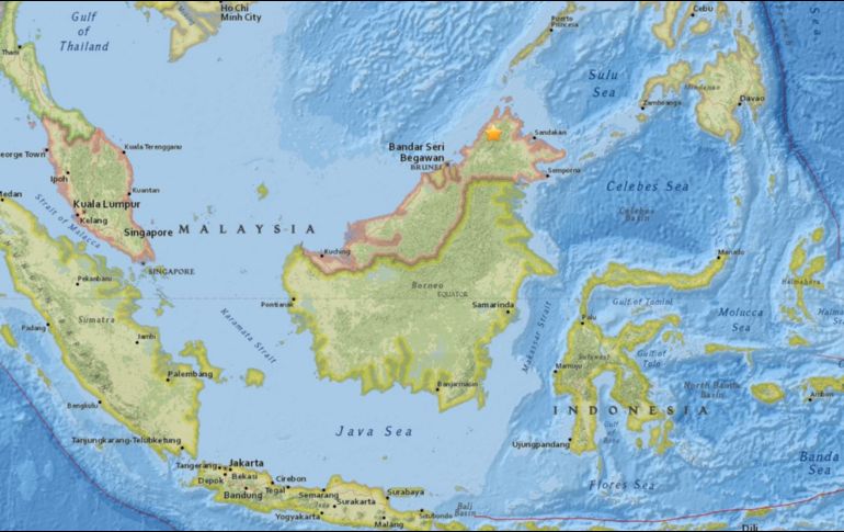 La sacudida tuvo lugar el jueves por la noche a unos 8 kilómetros de localidad de Ranau, en la base del Monte Kinabalu. ESPECIAL / www.earthquake.usgs.gov