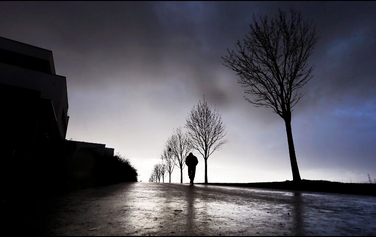 Un hombre camina junto a árboles en las afueras de Fráncfort, Alemania. AP/M. Probst