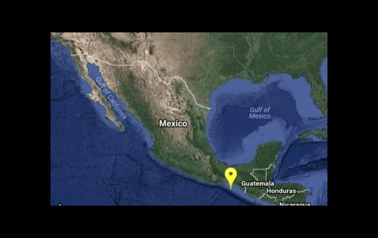 Mapa proporcionado por el Sismológico Nacional que muestra el sitio del epicentro. TWITTER/@SSNMexico