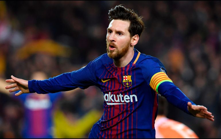 Messi anota dos tantos para el Barcelona, al minuto 3 y al 63'. AFP/L. Gene