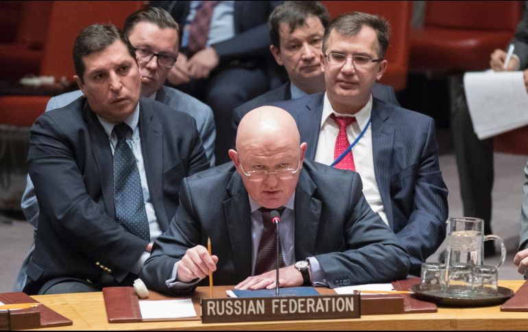 Vasili Nebenzia, embajador ruso ante las Naciones Unidas, calificó las acusaciones de Reino Unido de provocaciones en vísperas de las elecciones presidenciales del domingo. AP / M. Altaffer