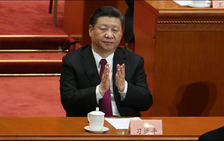 El presidente Chino, Xi Jinping, durante la Conferencia Consultiva del Pueblo Chino celebrada hoy, donde se abrió de la apertura económica del país gracias a los tratados de libre comercio. EFE / W. Hong