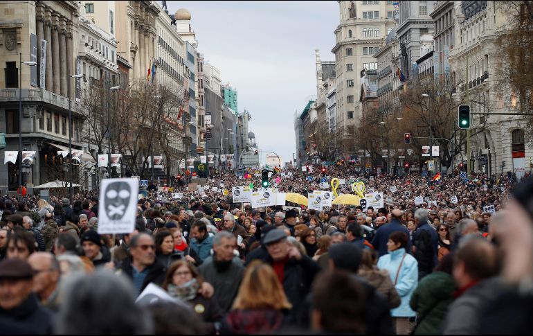 Las manifestaciones se desarrollaron en lugares como Barcelona, Sevilla, Zaragoza y Valladolid. La más numerosa reunió a unas 115 mil personas en Bilbao. EFE/ J. Martín
