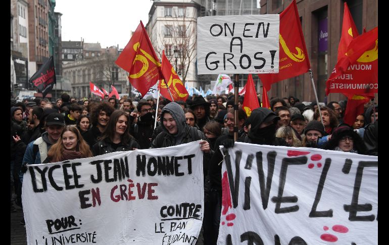 Estudiantes salen a las calles de la ciudad de Estrasburgo. AFP/F. Florin