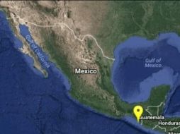 Mapa proporcionado por el Sismológico Nacional que muestra el sitio donde ocurrió el fenómeno. TWITTER/@SSNMexico