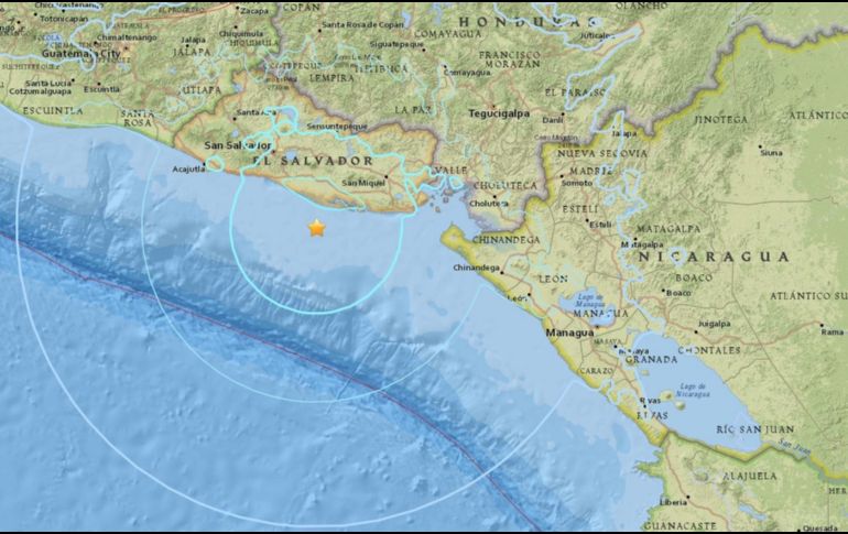 Esta tarde fue reportado un sismo de magnitud 6 en El Salvador. ESPECIAL / www.earthquake.usgs.gov