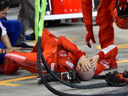 Cuando fue embestido, el trabajador cambiaba el neumático posterior izquierdo del coche de Raikkonen. AP/L. Bruno