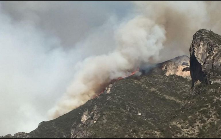 El gobierno del Estado informó que este lunes por la mañana se efectuó un sobrevuelo e inspección para definir los puntos desde donde se puede atacar mejor el fuego. NTX / ESPECIAL