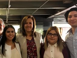 Margarita Zavala sostuvo una plática con estudiantes de distintas universidades de Nuevo León. NTX / P. Melendez