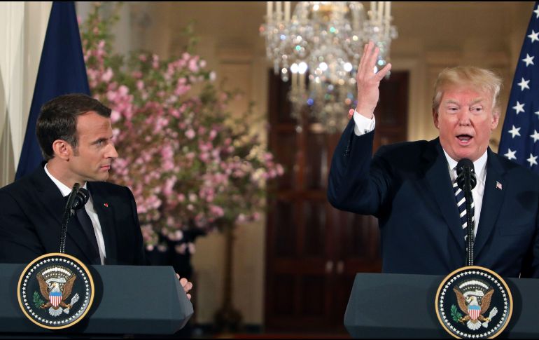 ''Kim Jong-un realmente ha sido muy abierto y creo que muy honorable'', dijo Trump durante una reunión con el presidente francés, Emmanuel Macron. AFP / L. Marin