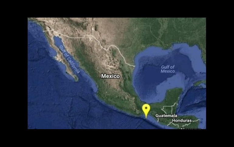 Mapa proporcionado por el Sismológico que muestra la zona donde tuvo lugar el movimiento telúrico. TWITTER/@SSNMexico