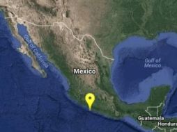 Mapa proporcionado por el Sismológico que muestra el lugar del epicentro. TWITTER/@SismologicoMX