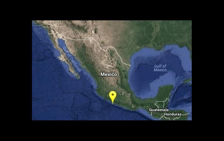 Mapa proporcionado por el Sismológico que muestra el lugar del epicentro. TWITTER/@SismologicoMX