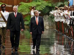 Miguel Díaz-Canel, presidente de Cuba, y Antonio Guterres, secretario general de la ONU. Ayer se inauguró en La Habana el 37 Periodo de Sesiones de la CEPAL. EFE/A. Ernesto