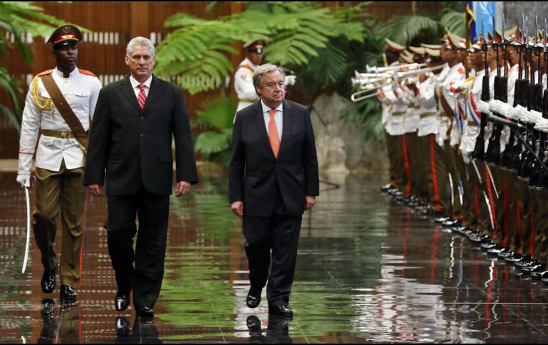 Miguel Díaz-Canel, presidente de Cuba, y Antonio Guterres, secretario general de la ONU. Ayer se inauguró en La Habana el 37 Periodo de Sesiones de la CEPAL. EFE/A. Ernesto