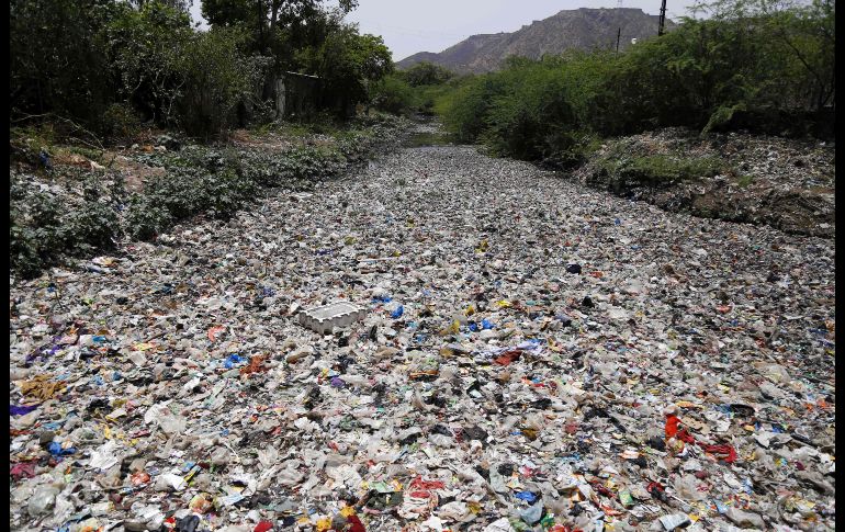 Basura flota en un río en la población india de Ajmer. AFP/H. Sharma