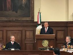 González Pérez durante la presentación del informe anual de actividades 2017 de la CNDH ante la SCJN. TWITTER /  @CNDH