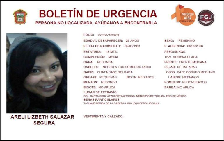 Familiares y amigos de la joven habían lanzado una alerta Odisea desde el martes por la mañana para su localización. TWITTER / @Rector_UAEM