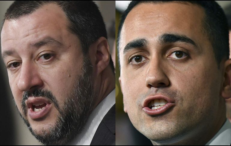 Matteo Salvini, líder del M5S, y Luigi di Maio, de la Liga del Norte. AFP/T. Fabi y A. Pizzoli