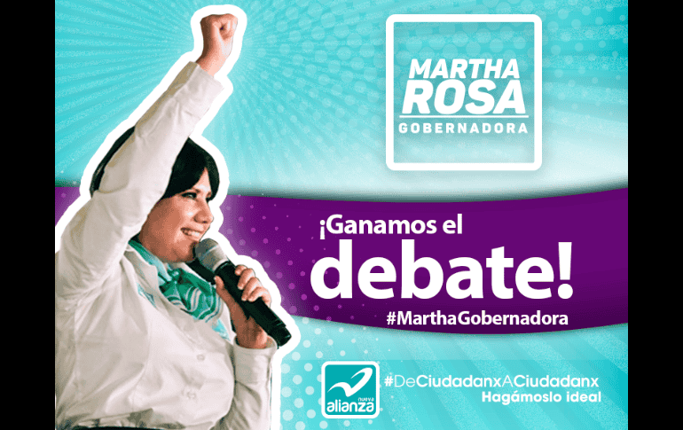 La candidata de Nueva Alianza, Martha Rosa Araiza fue la tercera que más interacciones generó con su publicación triunfalista.