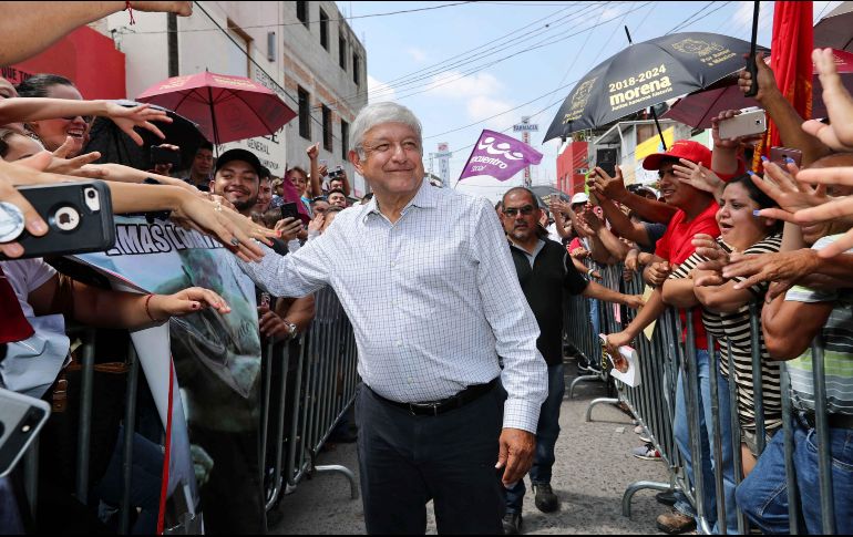 López Obrador estuvo en Río Verde, San Luis Potosí este martes. SUN / V. Rosas