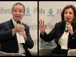 Margarita Zavala y Ricardo Anaya coincidieron por la mañana en el foro Diálogos Manifiesto México organizado por Coparmex. EFE / M. Guzmán