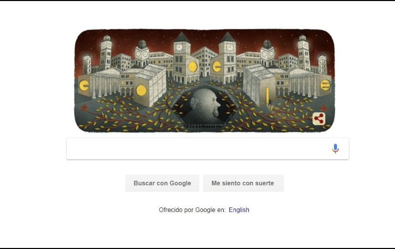 En su página principal, la compañía expone una imagen haciendo referencia a La Cena, primera y más conocida obra del escritor. ESPECIAL / google.com.mx