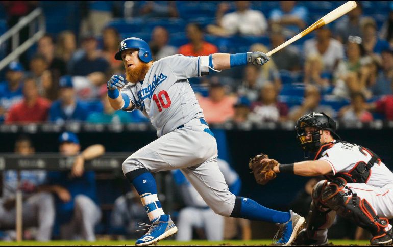 Justin Turner. El jugador de los Dodgers terminó con marca de cinco carreras impulsadas ayer ante Miami. AFP