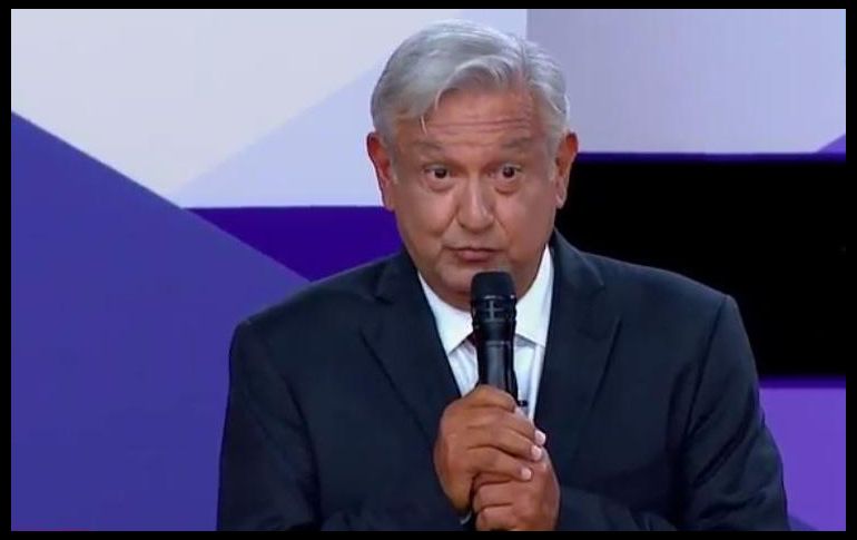 López Obrador en su participación en el debate en Tijuana. YOUTUBEINETV