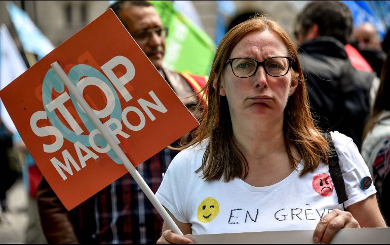 Junto a los paros, que se dejan sentir en numerosos sectores como el transporte, la enseñanza, la sanidad o la energía, las centrales han convocado unas 140 manifestaciones por todo el país. AFP / P. Huguen