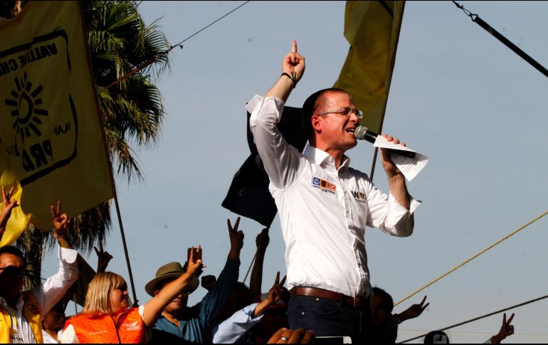 Ricardo Anaya Cortés encabezó un mitin en Valle de Chalco, Estado de México. NOTIMEX/J. Lira