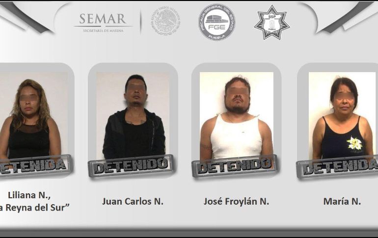 Además de lograr la captura de La Reyna del Sur, también cayeron tres personas con antecedentes penales por la distribución de estupefacientes. TWITTER / @FiscaliaPuebla
