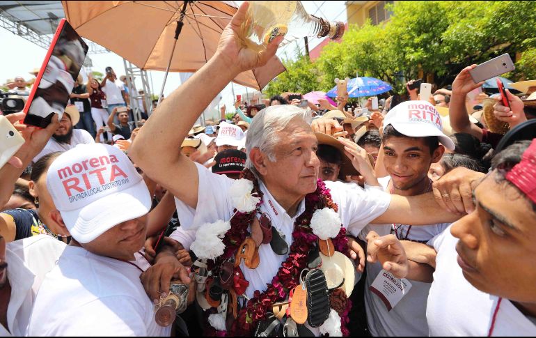 López Obrador realizó un mitin hoy en Ciudad Altamirano, Guerrero. SUN / V. Rosas