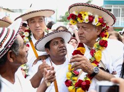 El tabasqueño dio un mitin en la plaza central de Tonalá, Chiapas, ante unas 5 mil personas. SUN / V. Rosas