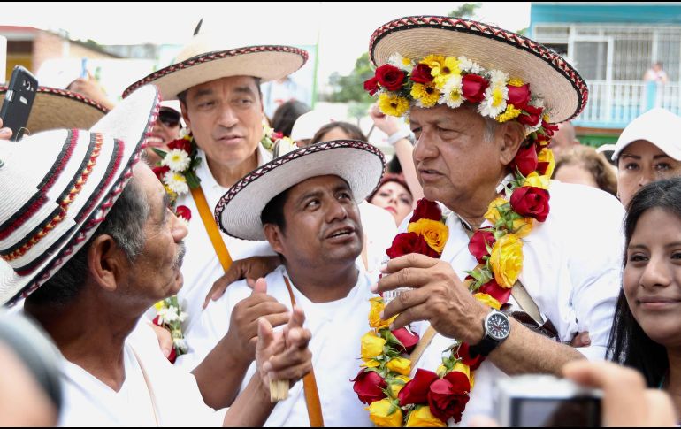 El tabasqueño dio un mitin en la plaza central de Tonalá, Chiapas, ante unas 5 mil personas. SUN / V. Rosas
