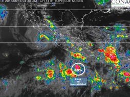 El sistema se ubica a 425 kilómetros al sur de Punta Maldonado, Guerrero. ESPECIAL/SMN