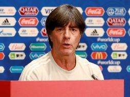 El entrenador de la selección de futbol de Alemania, Joachim Löw, durante una rueda de prensa celebrada en el Estadio Luzhniki de la ciudad de Moscú. EFE/J. Méndez