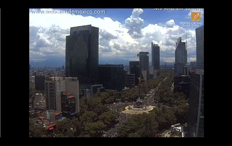 Vista del Ángel de la Independencia. YOUTUBE@WebcamsDeMexico Live