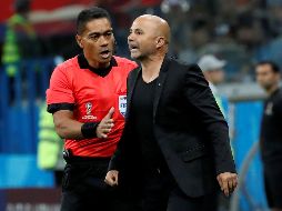 Sampaoli se rehúsa a achacar la responsabilidad de la derrota a Caballero, el portero de Argentina que cometió un error garrafal en el primer tanto croata. EFE/K. Huesca