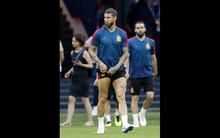 El español Sergio Ramos luce varios tatuajes. EFE/R. Ghement