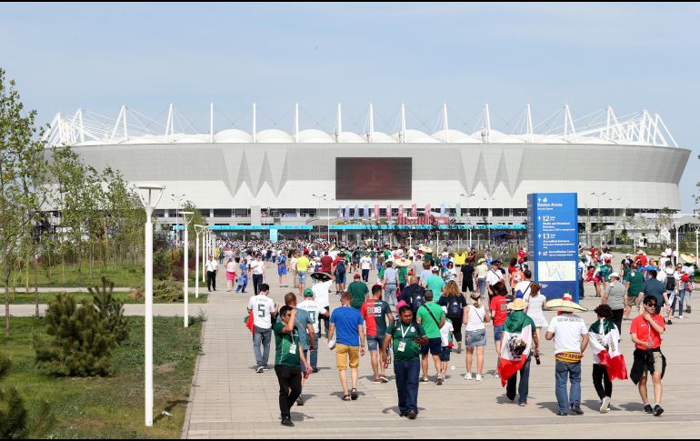 Los seguidores de las Selecciones de Corea del Sur y México arribaron desde temprano al estadio Rostov Arena para presenciar el encuentro. NTX / J. Arciga