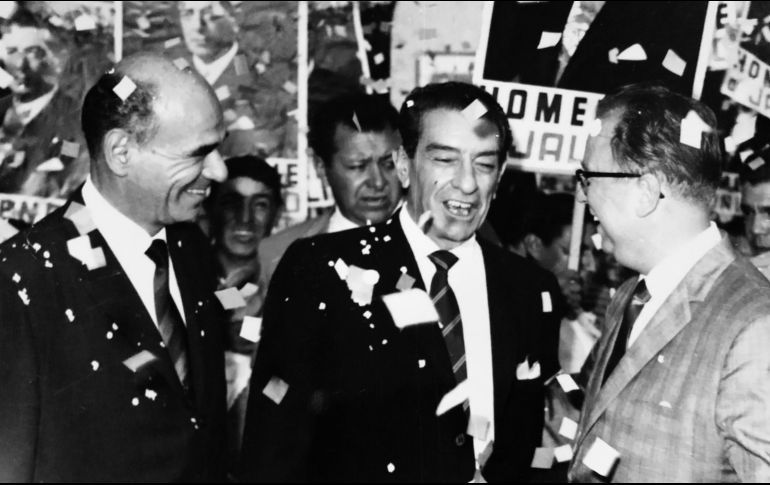 El Presidente Adolfo López Mateos con el Gobernador Juan Gil Preciado y el empresario Manuel Arellano. ESPECIAL