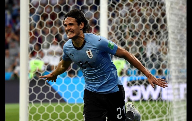 Cavani celebra tras anotar el 1-0 a favor de Uruguay. AFP/J. Nackstrand