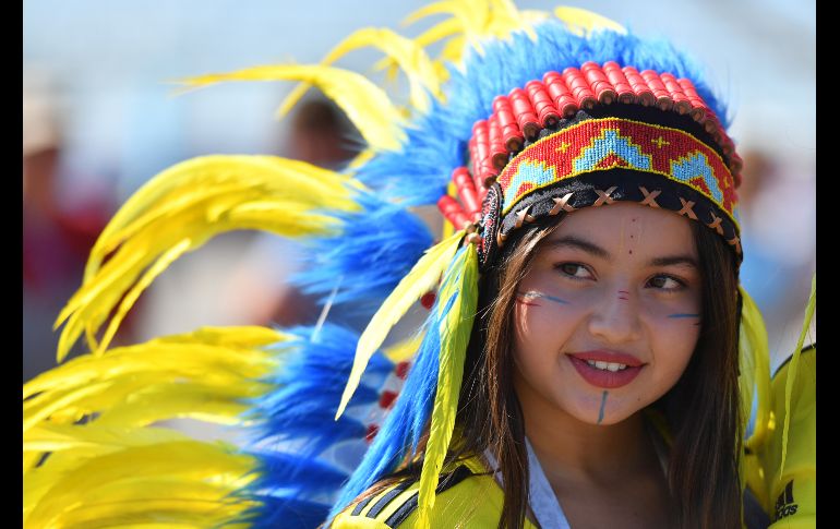 Sus equipos ya quedaron eliminados del Mundial de Rusia 2018, pero el apoyo que los fans han mostrado se queda para el recuerdo. Una seguidora de Colombia. AFP/ARCHIVO